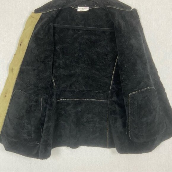 Robert Kitchen Leaf Suede Fleece lined Heavy Womens Coat Sz S - Picture 4 of 8